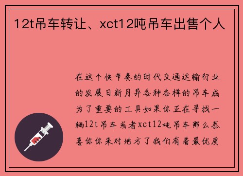 12t吊车转让、xct12吨吊车出售个人