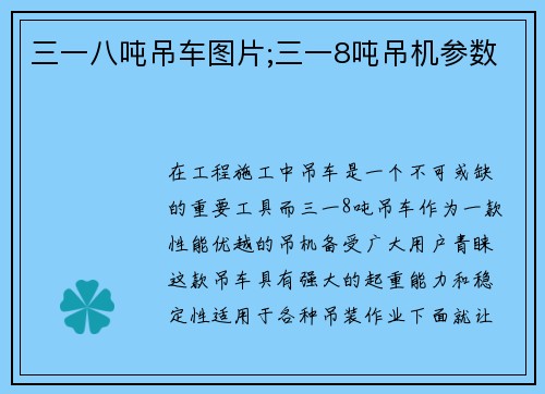 三一八吨吊车图片;三一8吨吊机参数