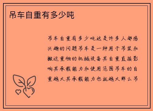 吊车自重有多少吨