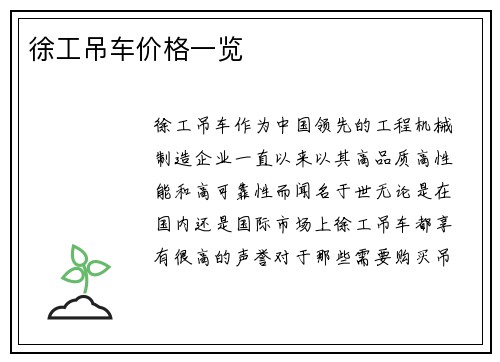 徐工吊车价格一览