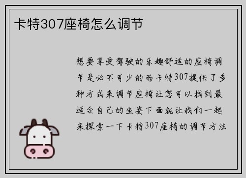卡特307座椅怎么调节